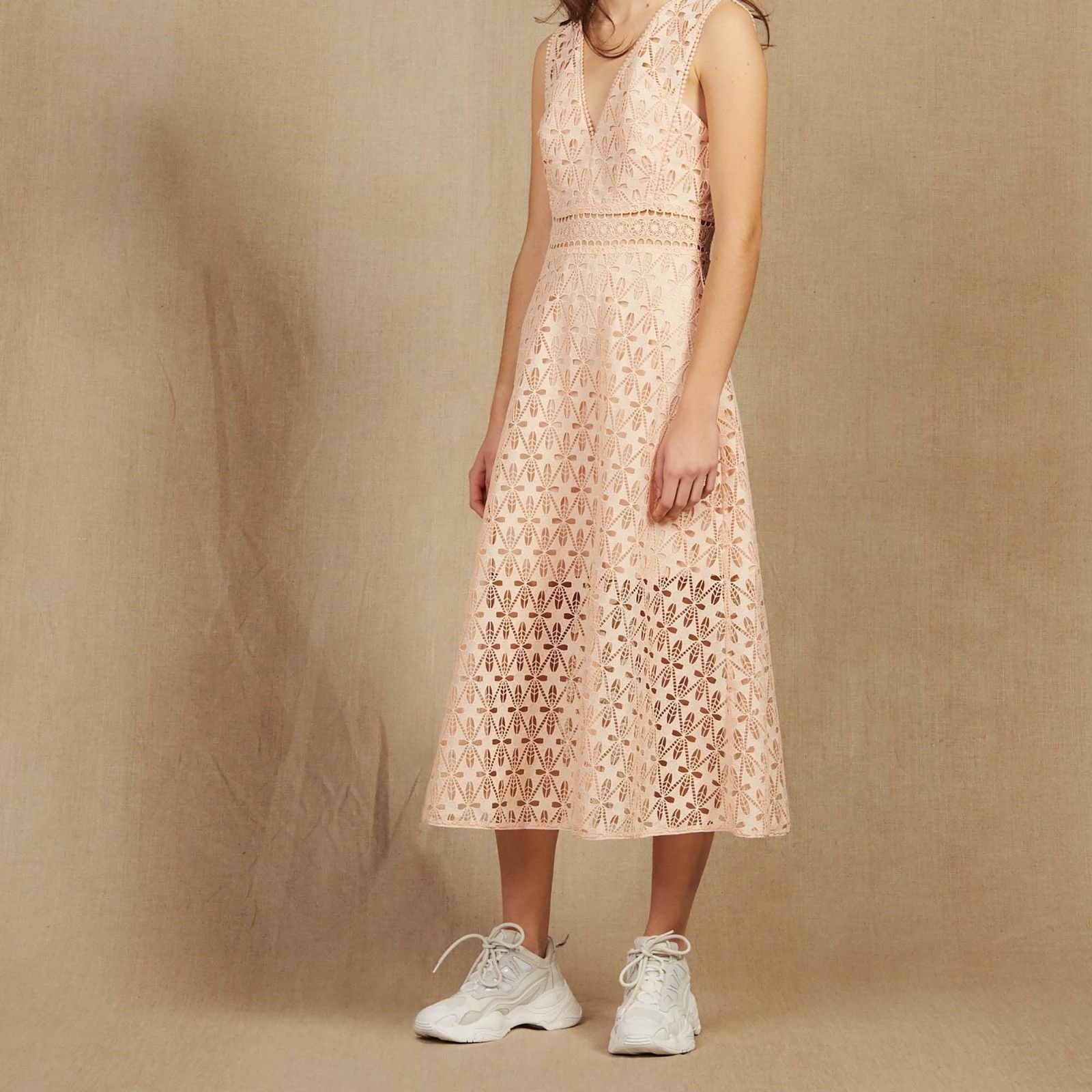 Nwot Sandro Bilali Guipure Lace Dress Women Size 2 - S/M